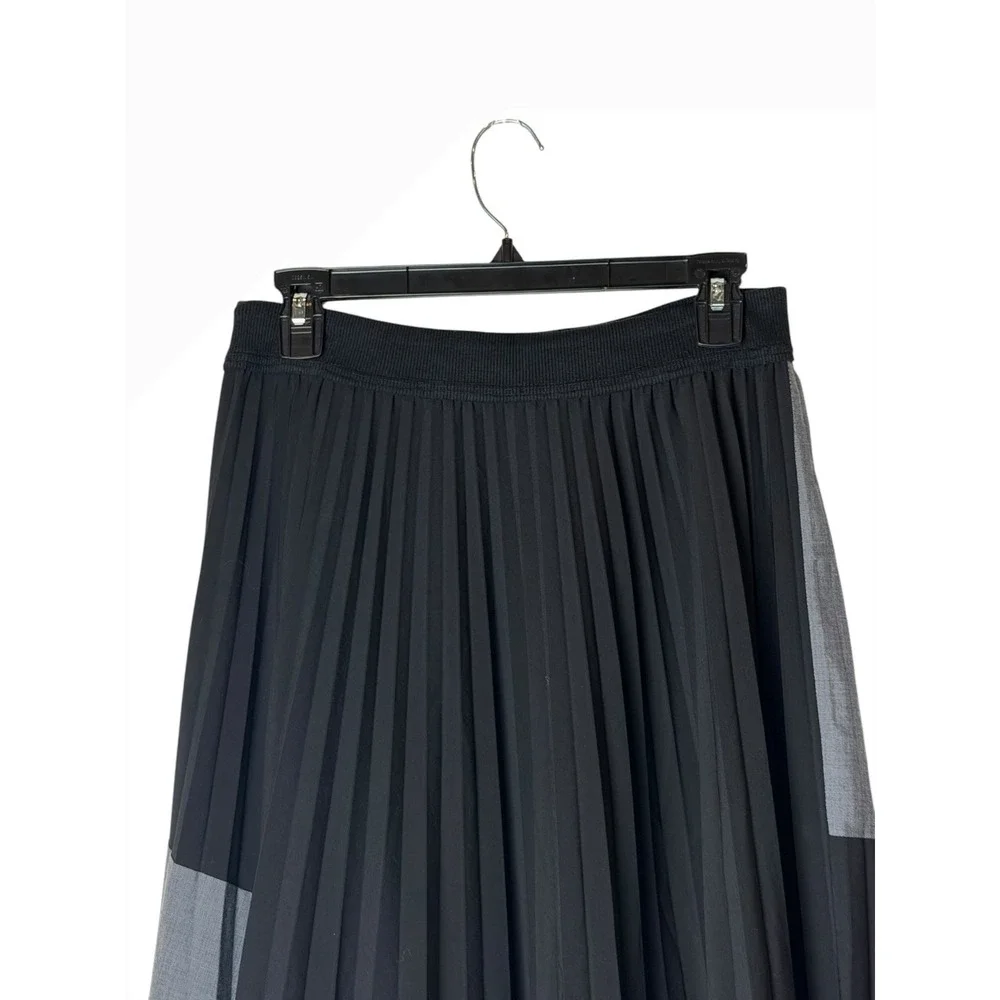 Kedziorek Pleated Maxi Skirt Women Medium Gray Black Colorblock Lagenlook Artsy
